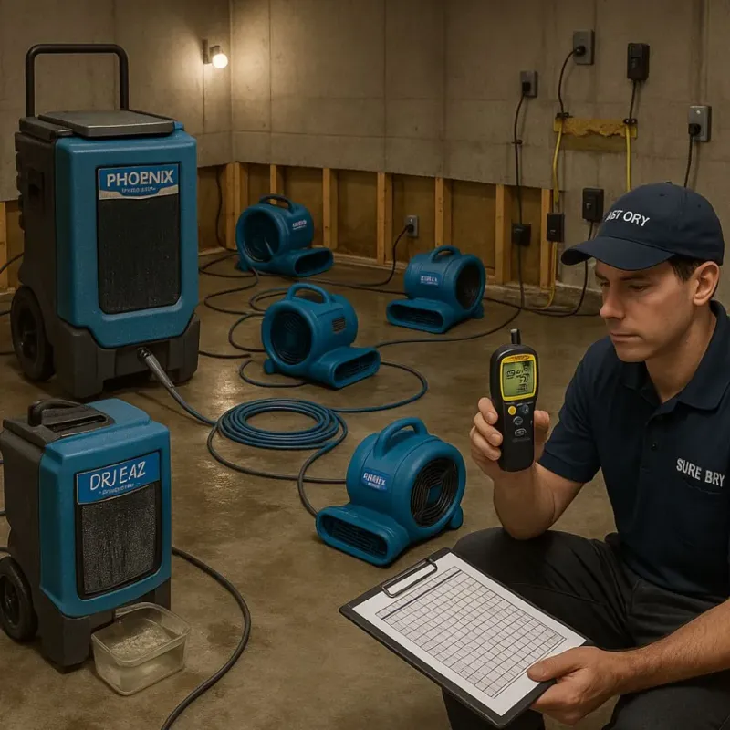 Structural Drying and Dehumidification process in Nutter Fort, WV
